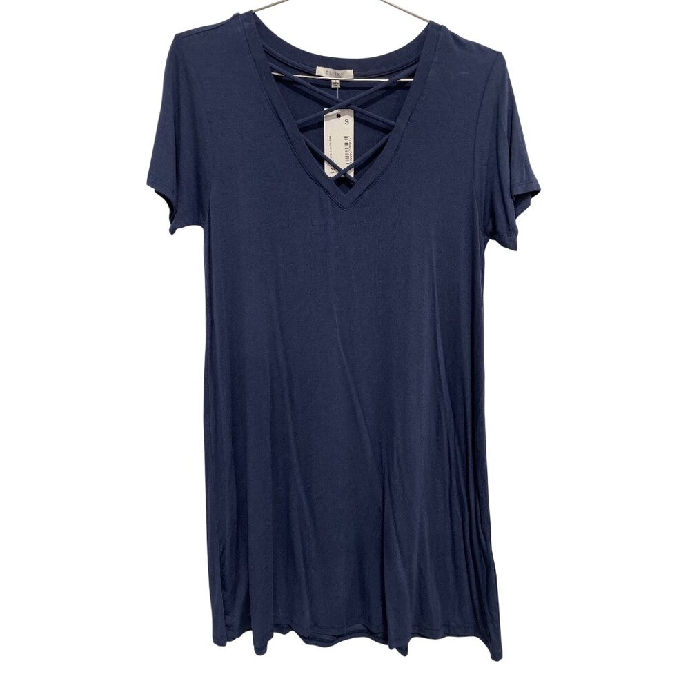 Z Supply T Shirt Dress Size Small Criss Cross V Neck Short Sleeve Essentials NEW